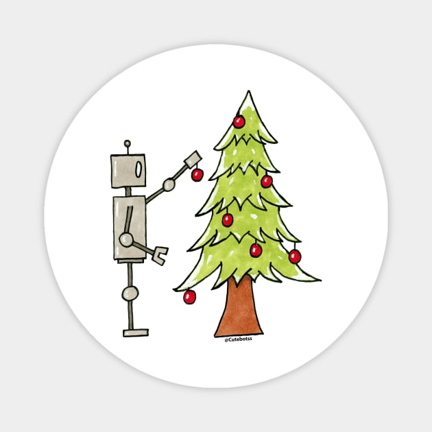 CuteBots decorating Christmas tree Magnet by CuteBotss